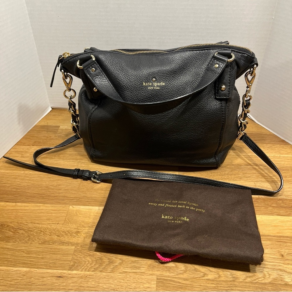 kate spade Black Pebbled Leather Crossbody Satchel